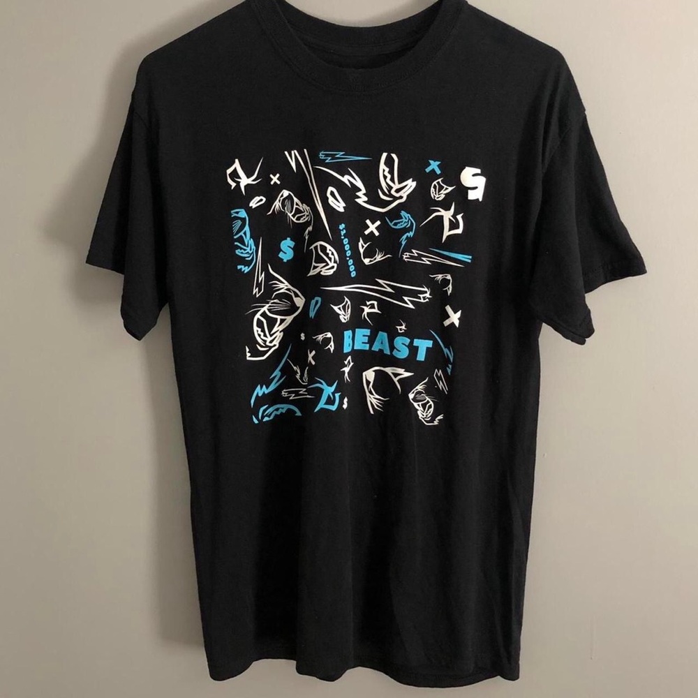 Men’s M Black Authentic Mr. Beast Signed T-Shirt 2020 Limited Edition $1 Million